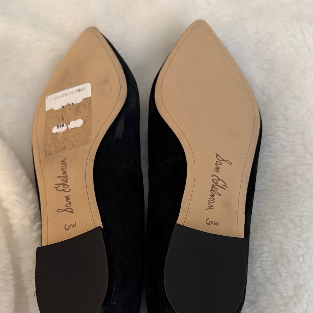 Sam Edelman Black Pointed Toe Flats Classic Chic Ballet Flats - Size 6W - Picture 9 of 11
